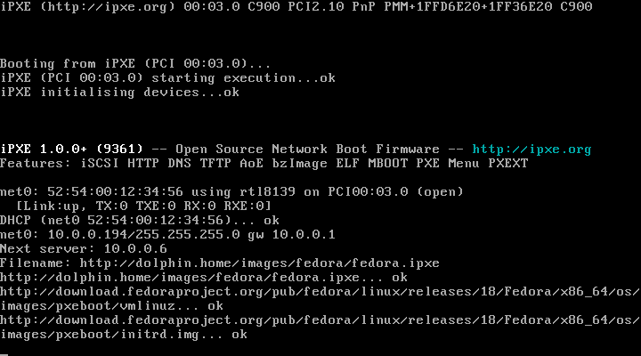Booting from fedora.ipxe script