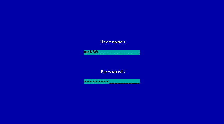 A login screen